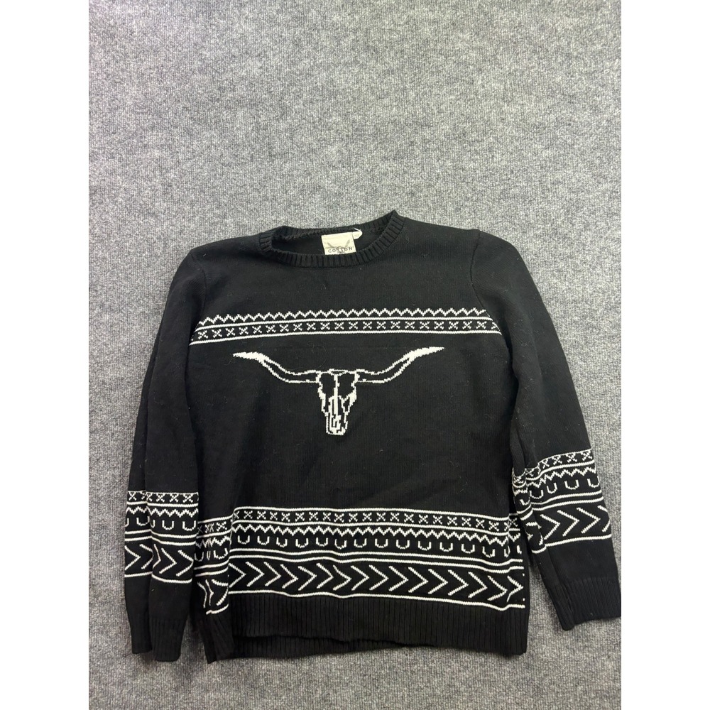 Cotton Rye Outfitters Sweater Womens XL Longhorn Skull Western Knit Pullover